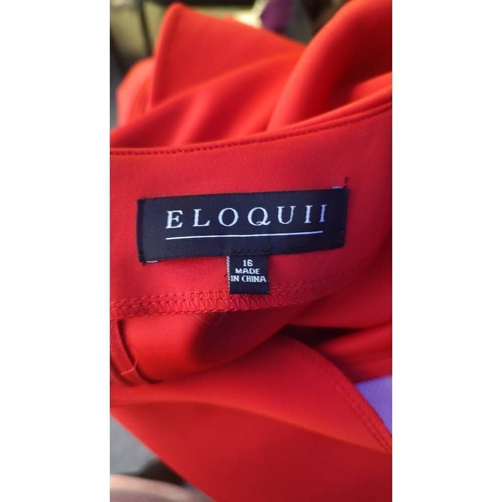 ELOQUII Womens Scuba Sheath Dress Red Stretch Jewel Neck Long Sleeve Flare 16 - Picture 7 of 9